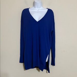 Halogen Royal Blue Knit Top blouse tunic women M cashmere blend casual office